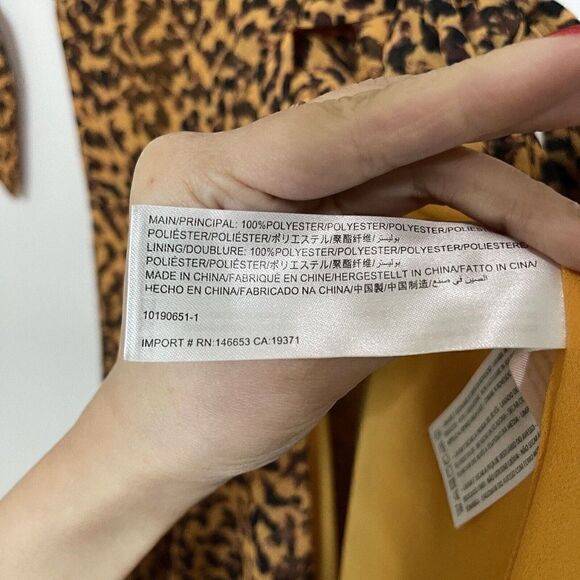 C/MEO COLLECTIVE yellow gold leopard print vneck side tie mini dress medium - Picture 5 of 6